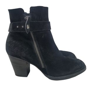 Paul Green Women's 8 (UK 5.5) Edgy Black Suede Block Heel Almond Toe Zipper